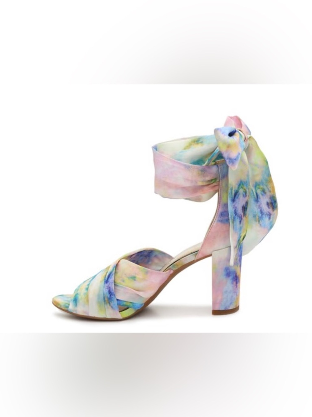 Jessica Simpson Pastel Tie-Dye Wrap Heels Balletcore Satin Size 8